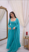 Blue Bindiya Faux Georgette Embroidered Suit Set