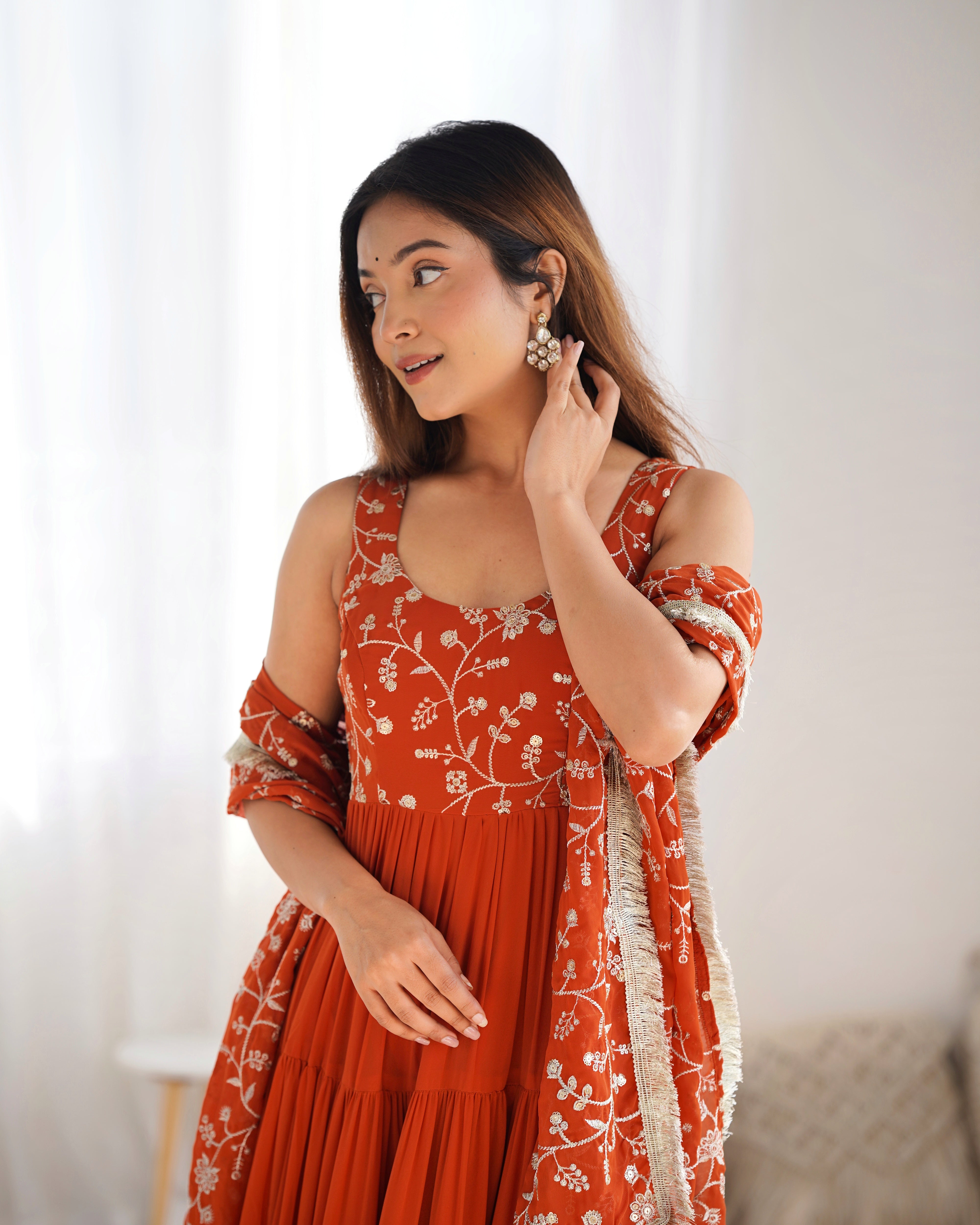 Saloni Mustured Georgette Designer Anarkali Gown