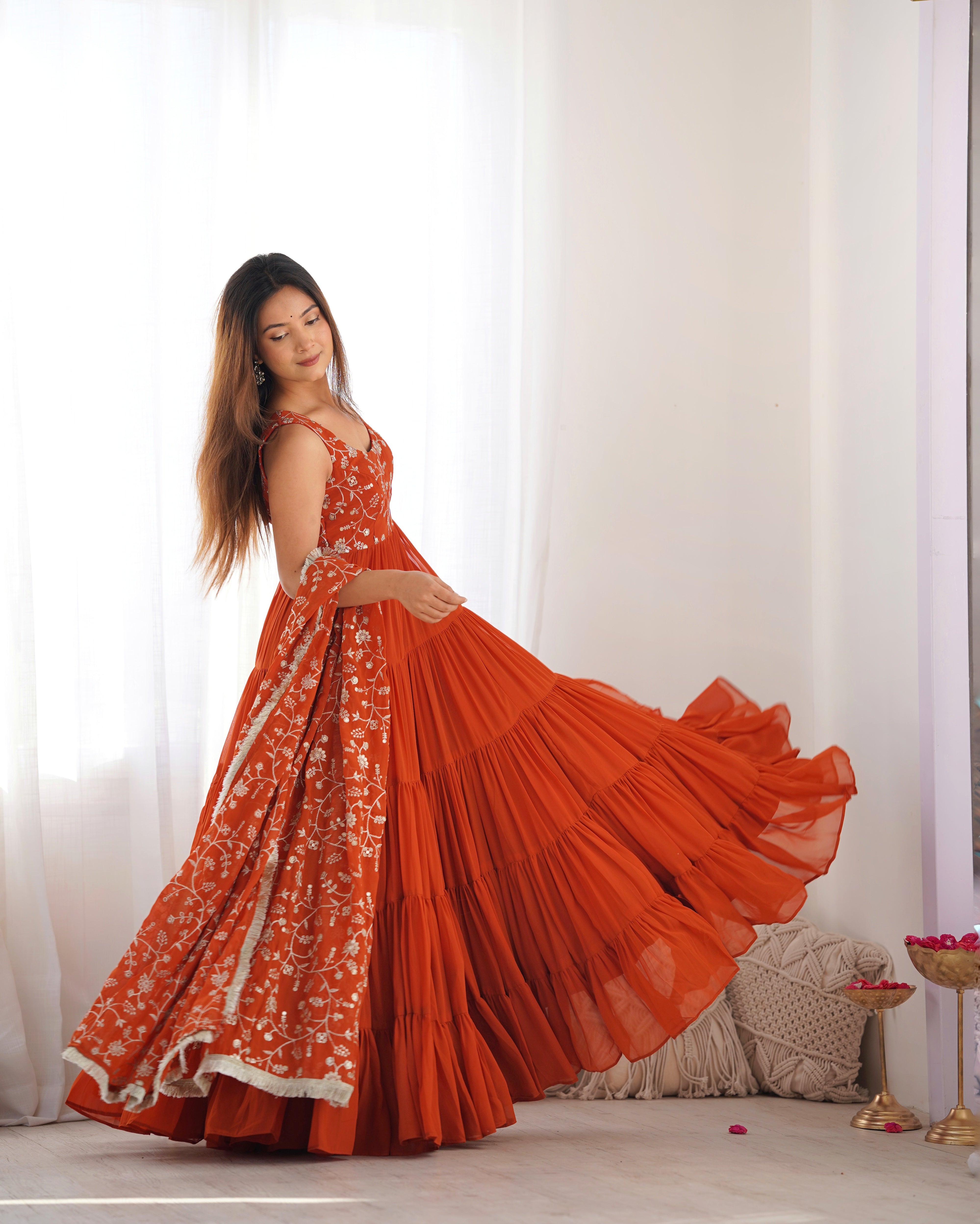 Saloni Mustured Georgette Designer Anarkali Gown