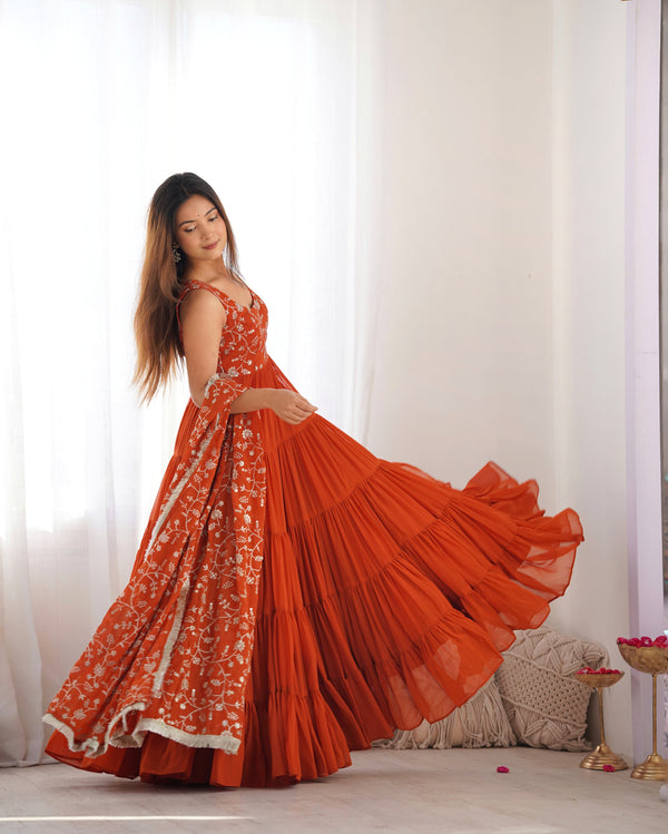 Saloni Mustured Georgette Designer Anarkali Gown
