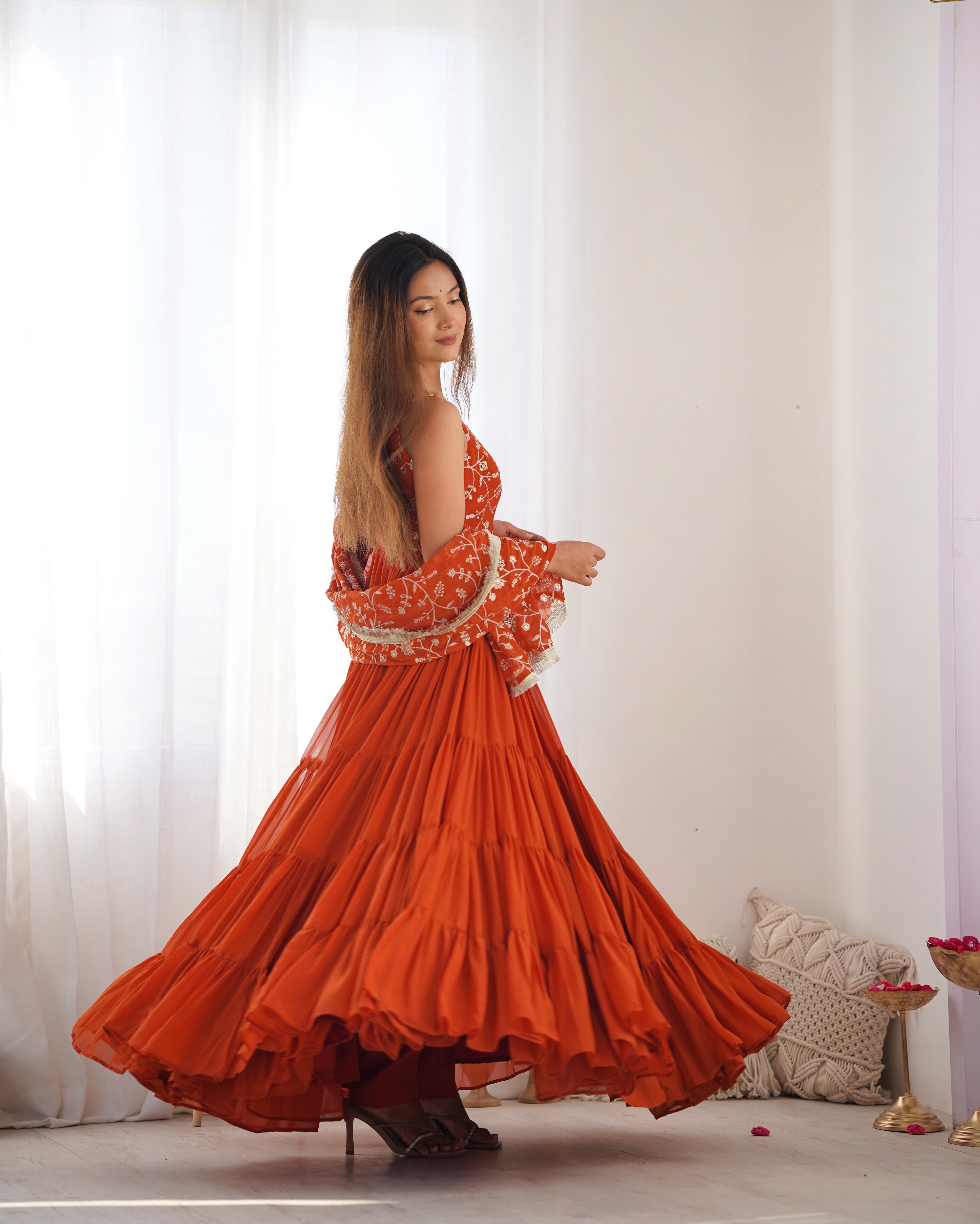 Saloni Mustured Georgette Designer Anarkali Gown