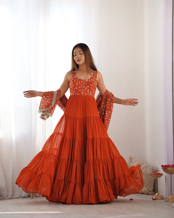 Saloni Mustured Georgette Designer Anarkali Gown