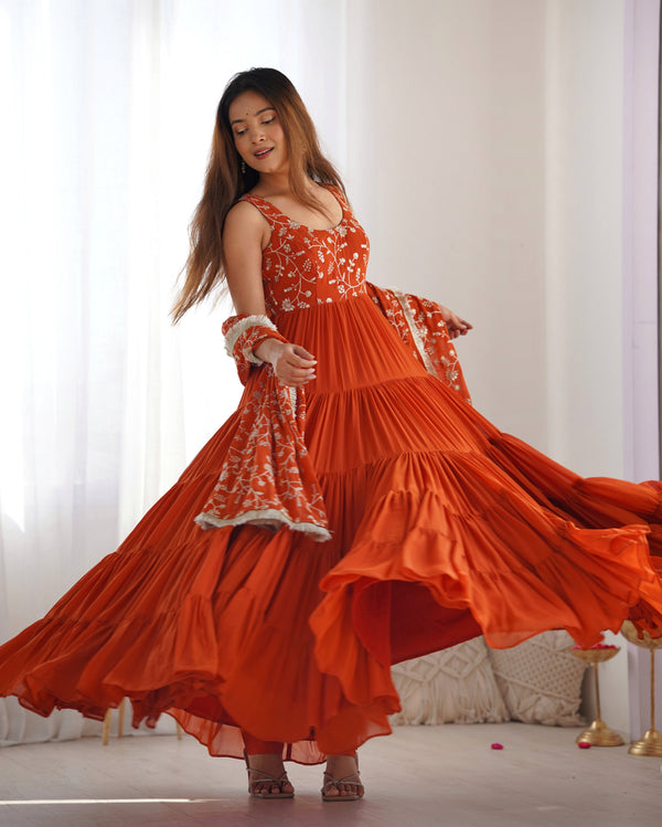 Saloni Mustured Georgette Designer Anarkali Gown