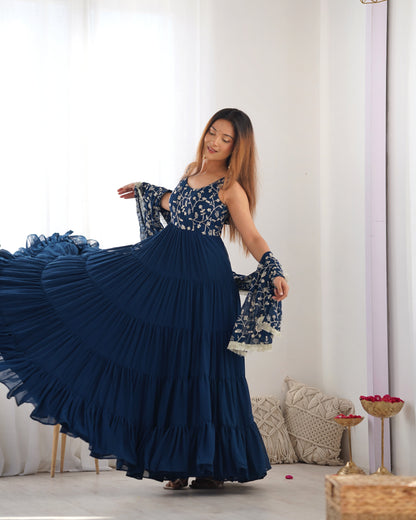 Saloni Blue Georgette Designer Anarkali Gown