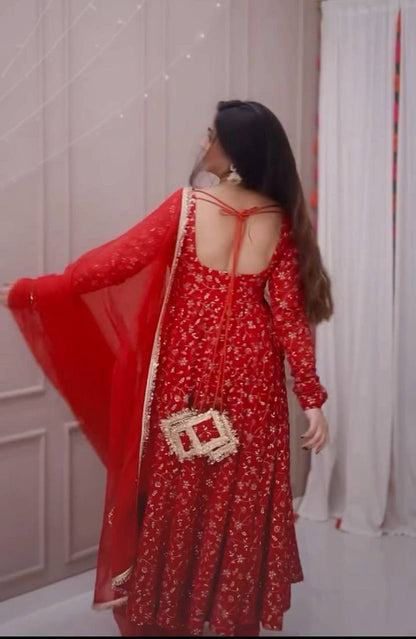 Radiant Ruby Premium Anarkali Suit Set