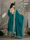 Traditional Rama Anarkali Gown with Heavy Embroidery
