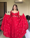 Red Chilli Slit Anarkali Premium Suit Set