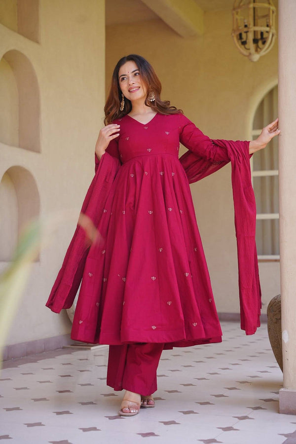 Meher Red And Pink Designer Anarkali Kurta Palazzo Suit Set
