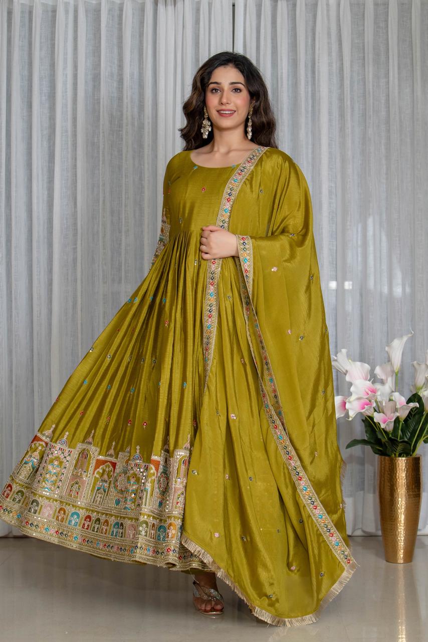 Tulip Designer Cinon Silk Anarkali Suit Set