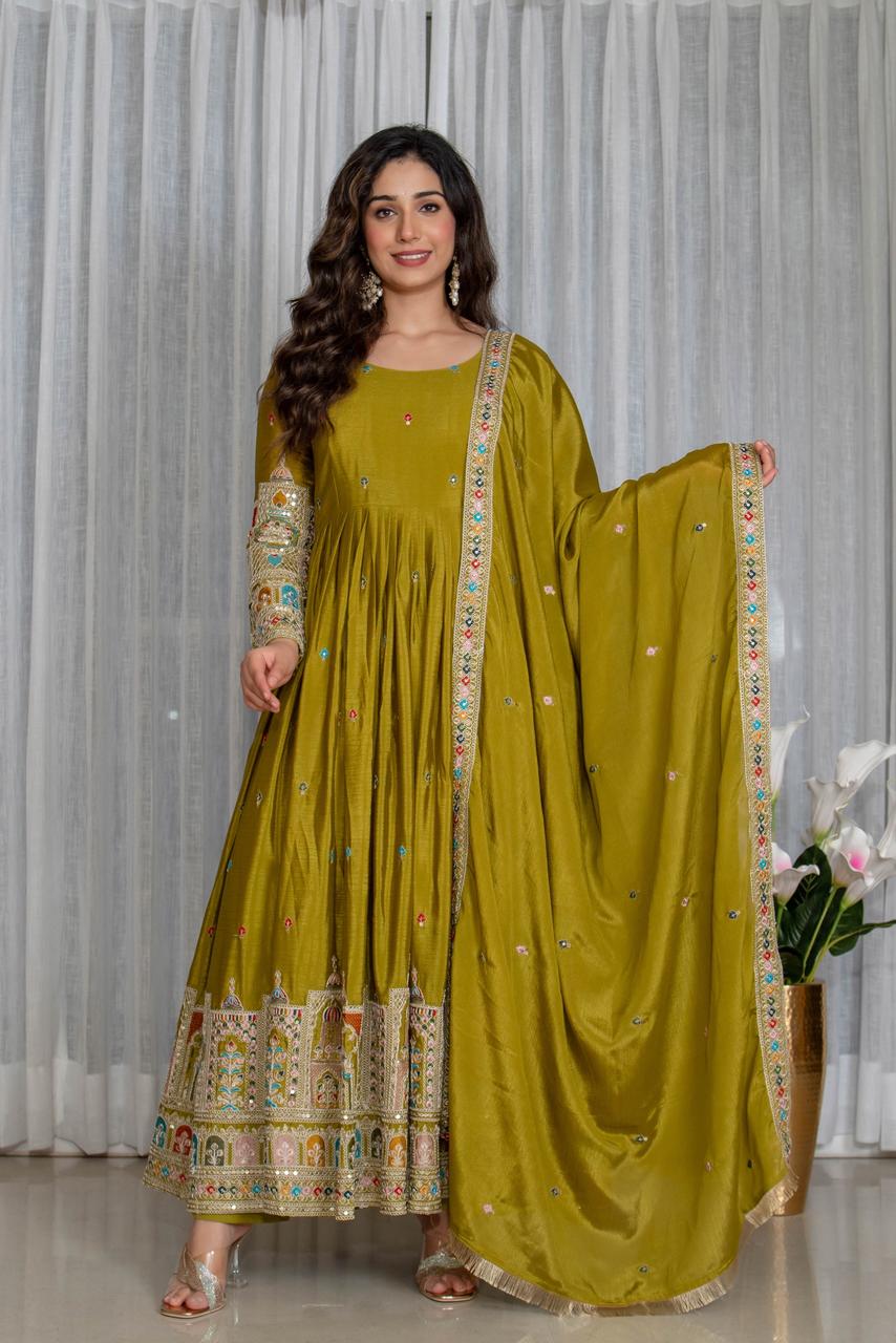 Tulip Designer Cinon Silk Anarkali Suit Set
