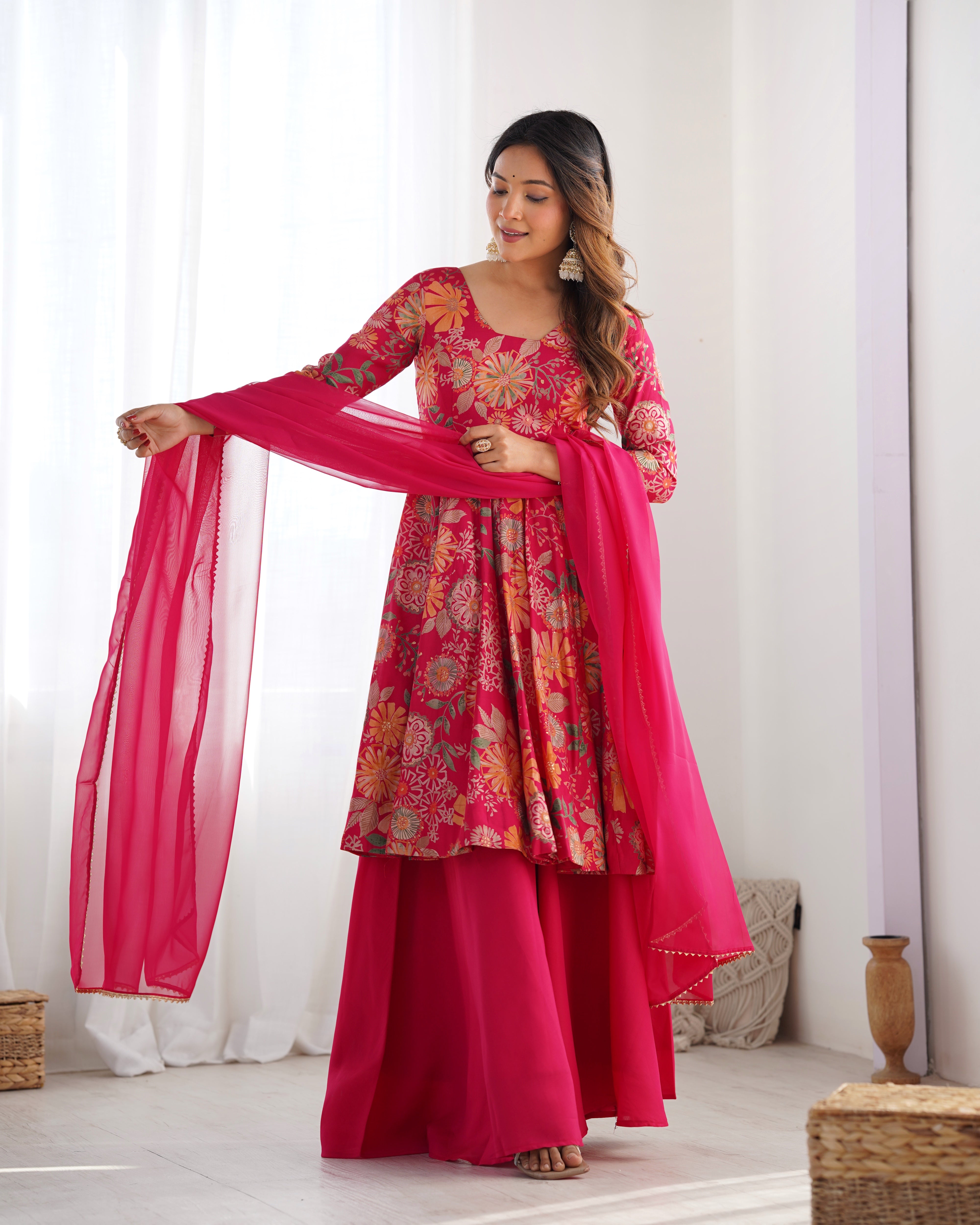 Nilam Rani Pink Kediya Style Designer Plazzo Pair