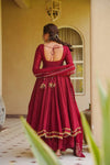 Elegant Flared Anarkali Suit with Embroidered Dupatta