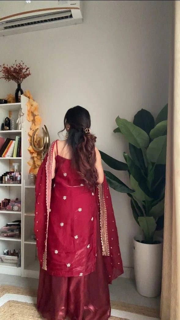 Red Premium Anarkali Suit Set