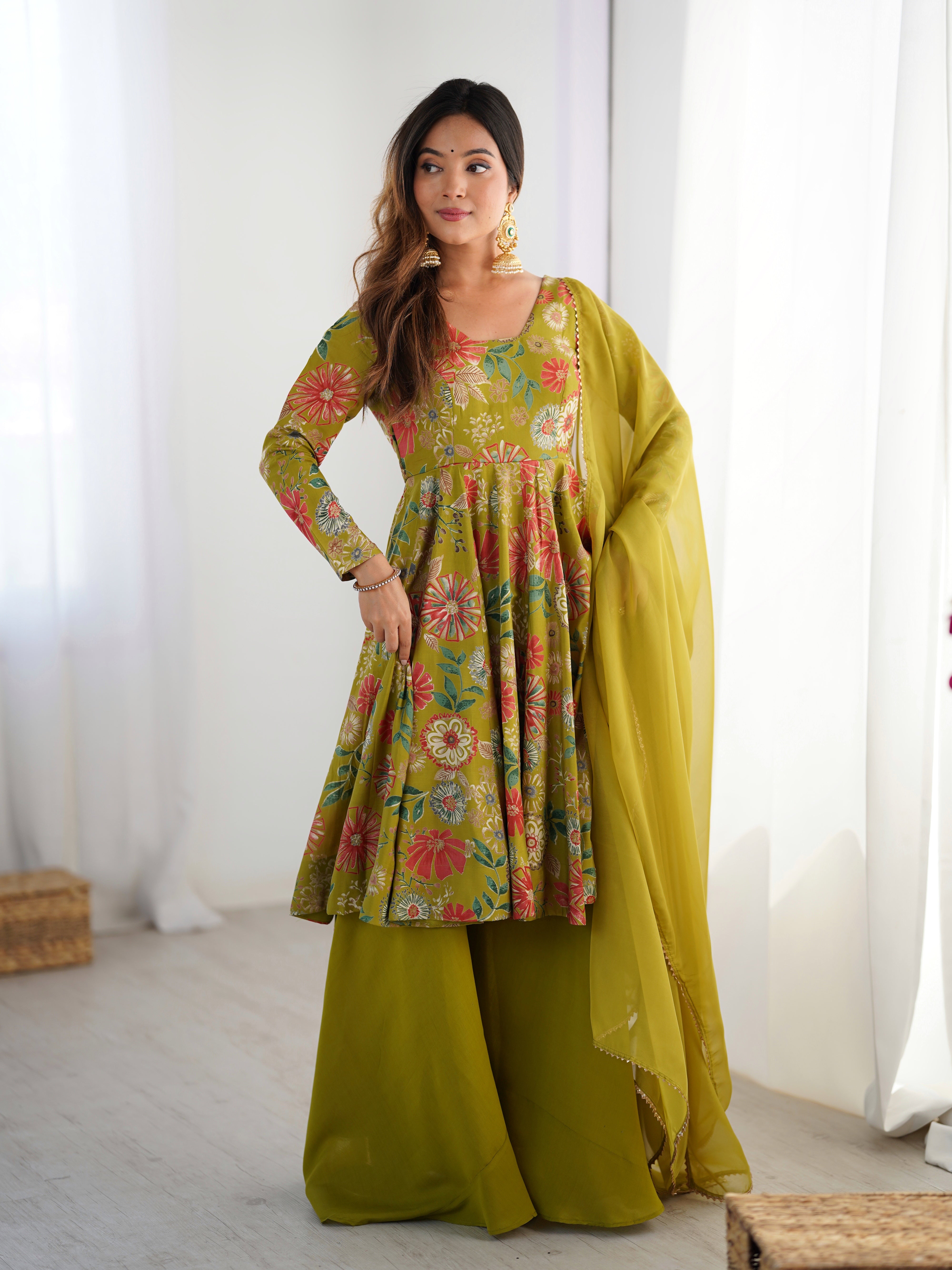 Nilam Mahendi Kediya Style Designer Plazzo Pair