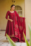 Elegant Flared Anarkali Suit with Embroidered Dupatta
