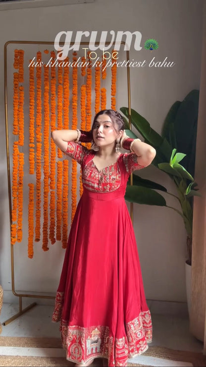 Gopi Pink Stylish Anarkali Suit Set