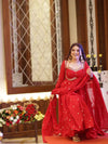 Red Chilli Slit Anarkali Premium Suit Set