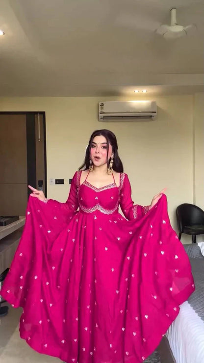 Classic Pink Anarkali Suit Set
